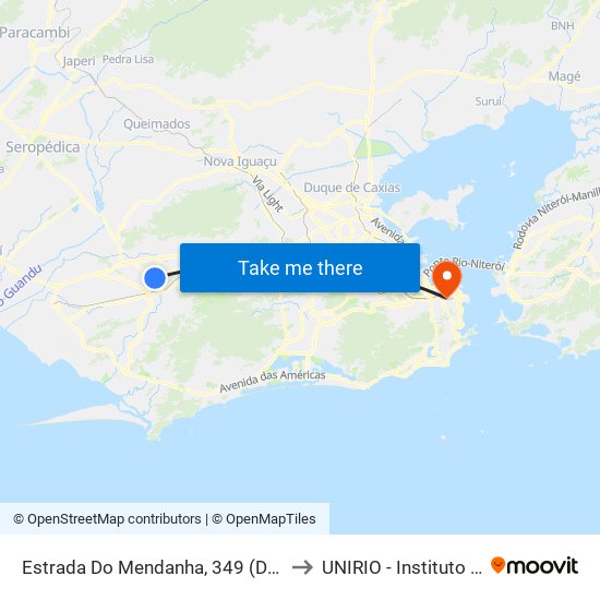 Estrada Do Mendanha, 349 (Drogaria Pacheco) to UNIRIO - Instituto Biomédico map