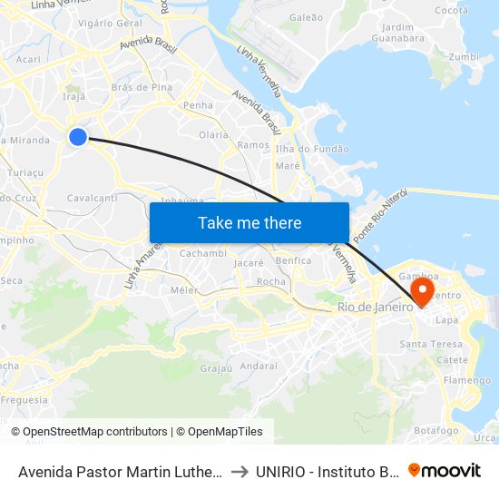 Avenida Pastor Martin Luther King Junior to UNIRIO - Instituto Biomédico map