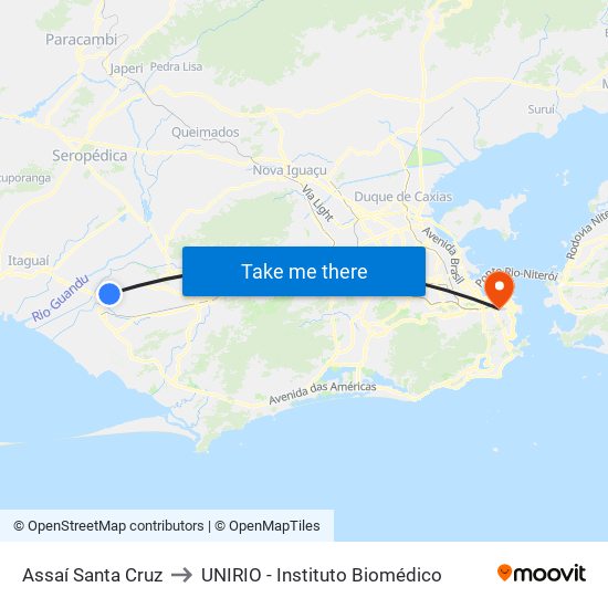 Assaí Santa Cruz to UNIRIO - Instituto Biomédico map
