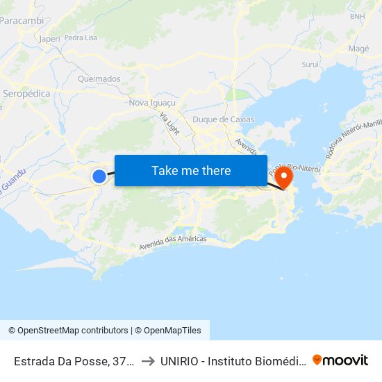 Estrada Da Posse, 3787 to UNIRIO - Instituto Biomédico map