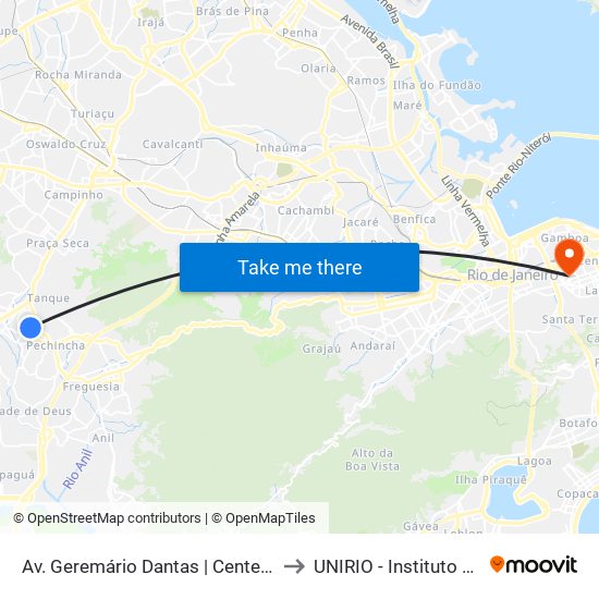 Av. Geremário Dantas | Center Shopping Rio to UNIRIO - Instituto Biomédico map