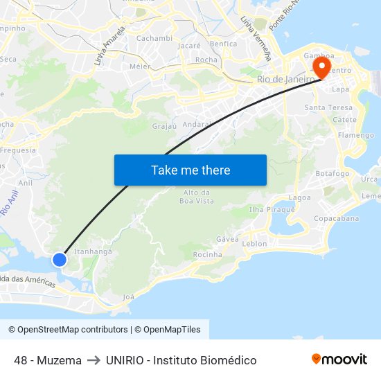 48 - Muzema to UNIRIO - Instituto Biomédico map