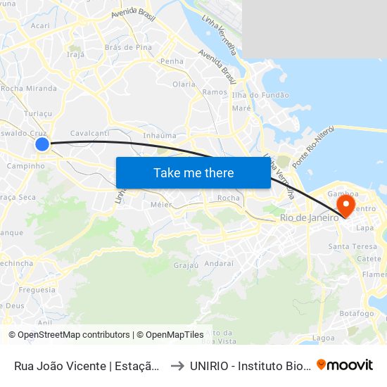 Rua João Vicente | Estação De Trem to UNIRIO - Instituto Biomédico map