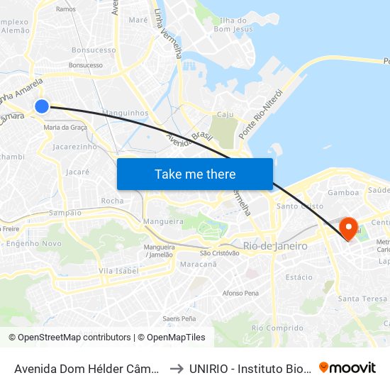 Avenida Dom Hélder Câmara, 3196 to UNIRIO - Instituto Biomédico map