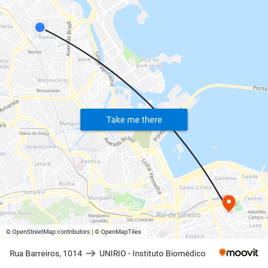Rua Barreiros, 1014 to UNIRIO - Instituto Biomédico map