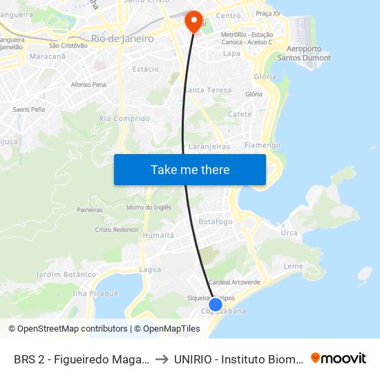 BRS 2 - Figueiredo Magalhães to UNIRIO - Instituto Biomédico map