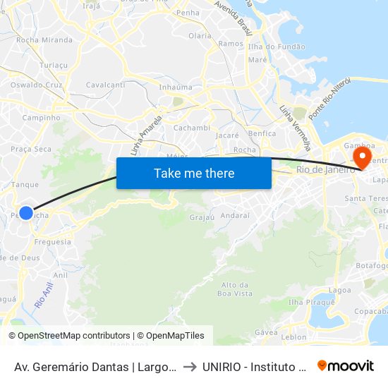 Av. Geremário Dantas | Largo Do Pechincha to UNIRIO - Instituto Biomédico map