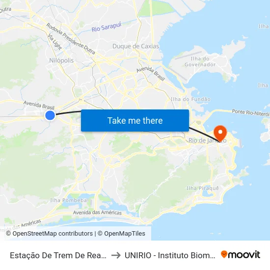 Estação De Trem De Realengo to UNIRIO - Instituto Biomédico map