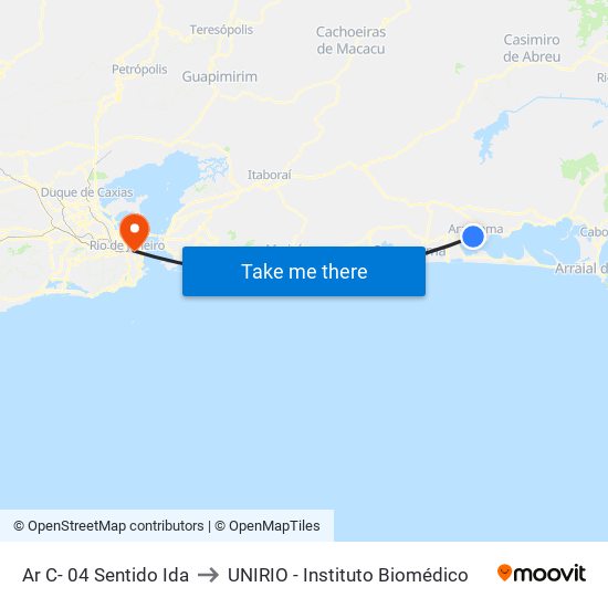 Ar C- 04 Sentido Ida to UNIRIO - Instituto Biomédico map