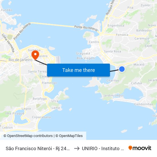 São Francisco Niterói - Rj 24310-005 Brasil to UNIRIO - Instituto Biomédico map