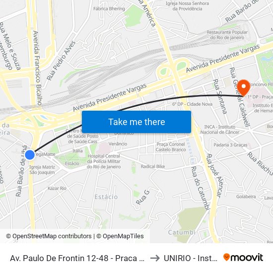 Av. Paulo De Frontin 12-48 - Praca Da Bandeira Rio De Janeiro - Rj Brasil to UNIRIO - Instituto Biomédico map