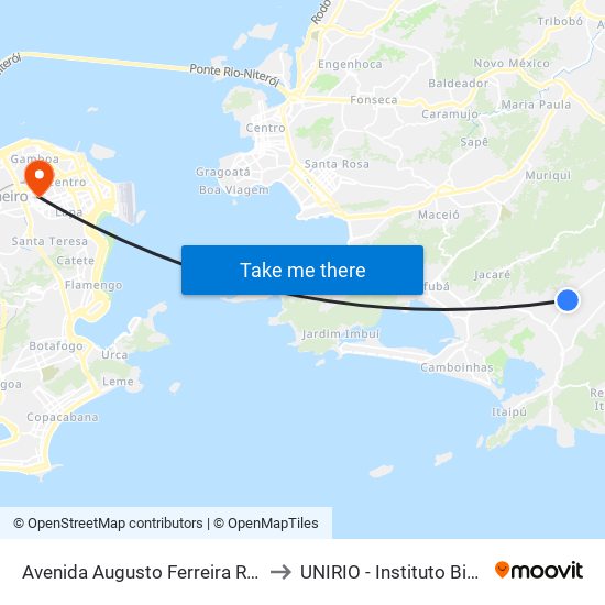 Avenida Augusto Ferreira Ramos 102 to UNIRIO - Instituto Biomédico map