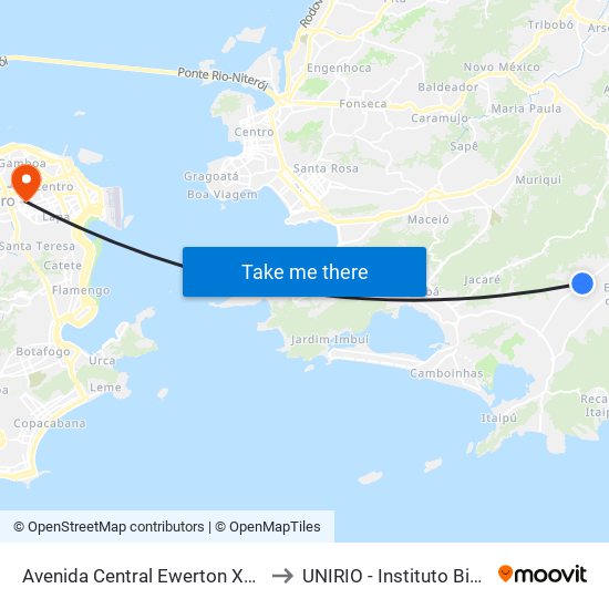 Avenida Central Ewerton Xavier 2556 to UNIRIO - Instituto Biomédico map