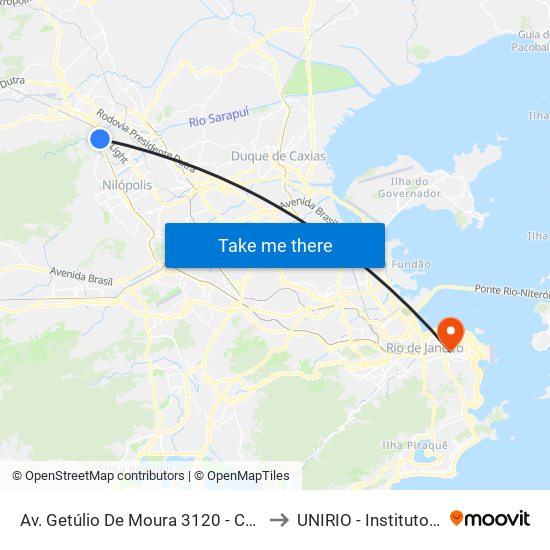 Av. Getúlio De Moura 3120 - Centro Nova Iguaçu to UNIRIO - Instituto Biomédico map