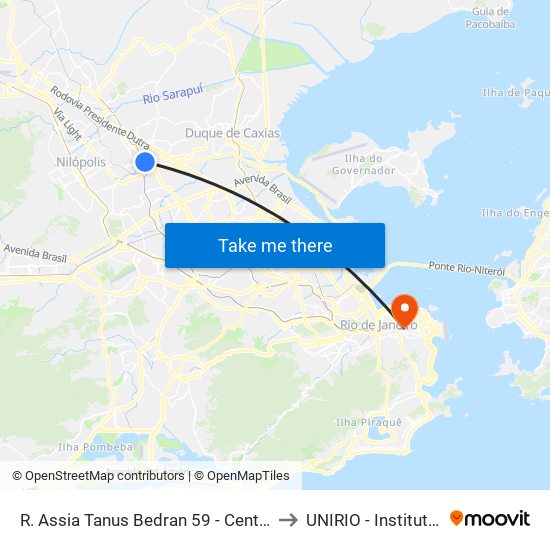 R. Assia Tanus Bedran 59 - Centro São João De Meriti to UNIRIO - Instituto Biomédico map