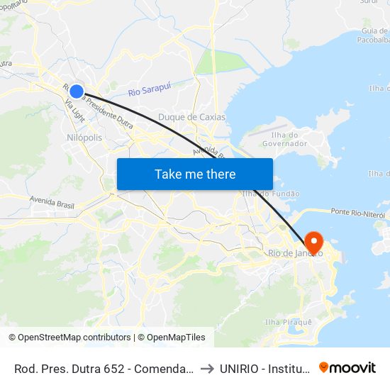 Rod. Pres. Dutra 652 - Comendador Soares Nova Iguaçu to UNIRIO - Instituto Biomédico map