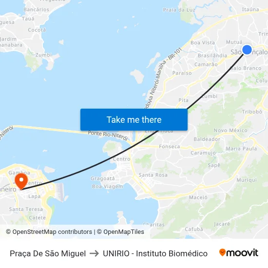 Praça De São Miguel to UNIRIO - Instituto Biomédico map