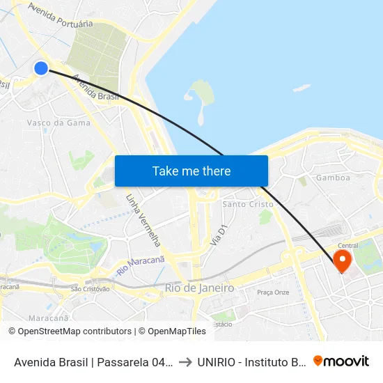 Avenida Brasil | Passarela 04 - Assaí Caju to UNIRIO - Instituto Biomédico map