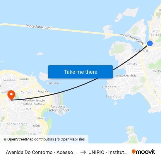 Avenida Do Contorno - Acesso À Ilha Da Conceição to UNIRIO - Instituto Biomédico map