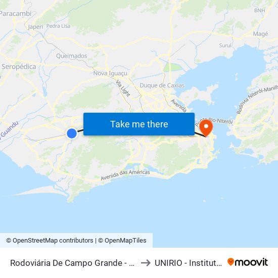 Rodoviária De Campo Grande - Plataforma B (Jabour) to UNIRIO - Instituto Biomédico map