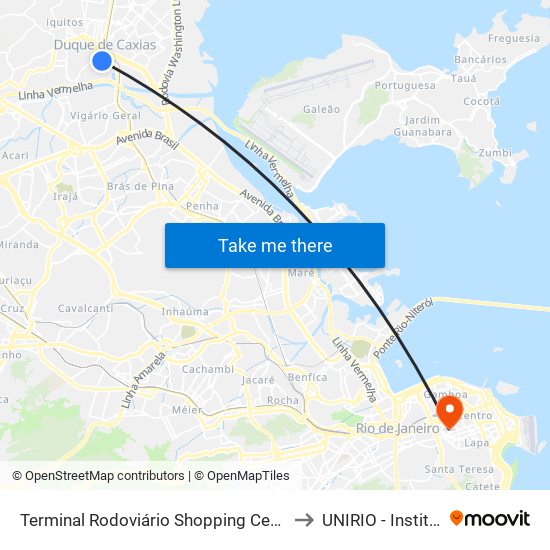 Terminal Rodoviário Shopping Center De Caxias (Cidade Do Aço) to UNIRIO - Instituto Biomédico map