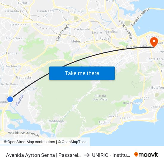 Avenida Ayrton Senna | Passarela Da Gardênia | Uptown to UNIRIO - Instituto Biomédico map