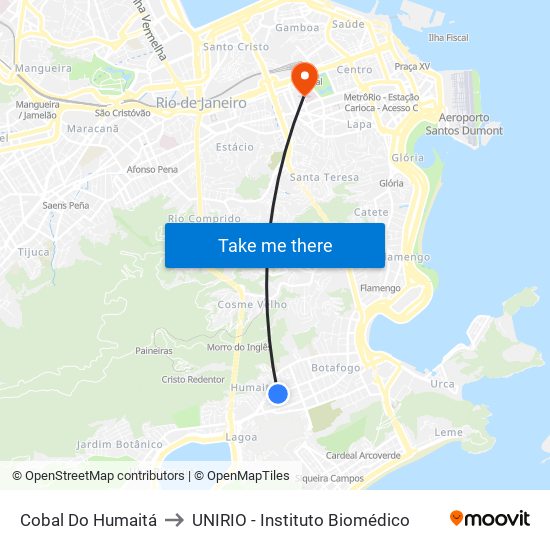 Cobal Do Humaitá to UNIRIO - Instituto Biomédico map