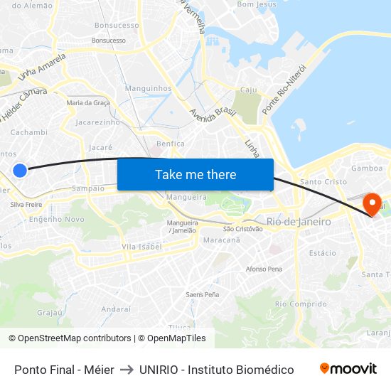 Ponto Final - Méier to UNIRIO - Instituto Biomédico map