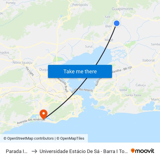 Parada Ideal to Universidade Estácio De Sá - Barra I Tom Jobim map