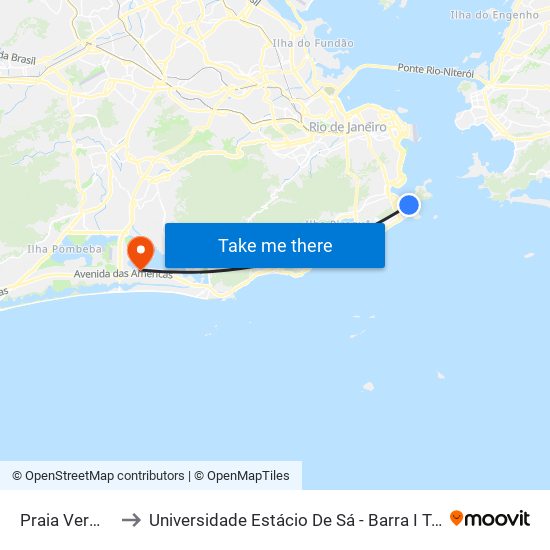 Praia Vermelha to Universidade Estácio De Sá - Barra I Tom Jobim map