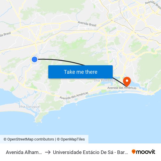 Avenida Alhambra, 920 to Universidade Estácio De Sá - Barra I Tom Jobim map