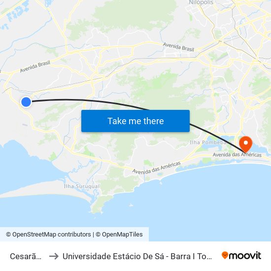 Cesarão III to Universidade Estácio De Sá - Barra I Tom Jobim map