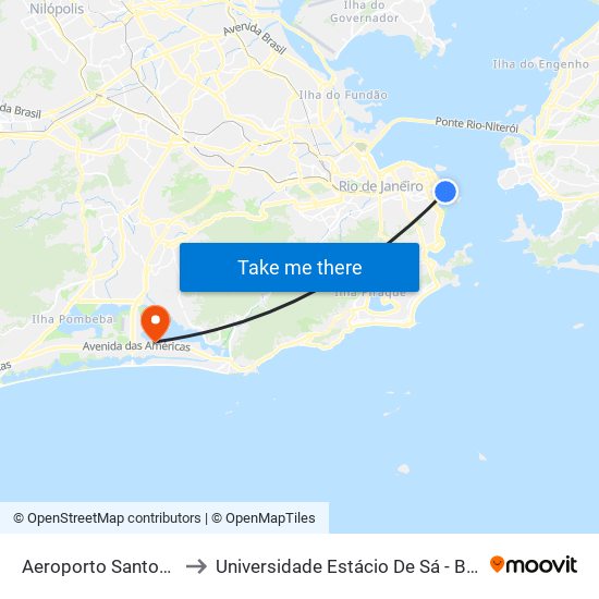 Aeroporto Santos Dumont ✈ to Universidade Estácio De Sá - Barra I Tom Jobim map