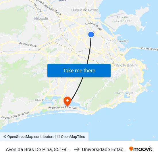 Avenida Brás De Pina, 851-881 | BRT Praça Do Carmo (Sentido Penha) to Universidade Estácio De Sá - Barra I Tom Jobim map