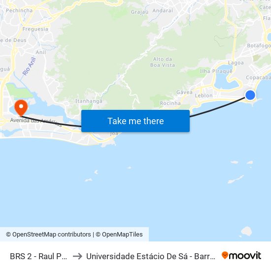 BRS 2 - Raul Pompeia to Universidade Estácio De Sá - Barra I Tom Jobim map