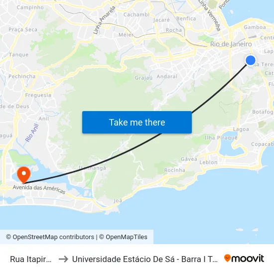 Rua Itapiru, 12 to Universidade Estácio De Sá - Barra I Tom Jobim map