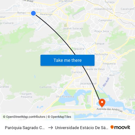 Paróquia Sagrado Coração De Jesus to Universidade Estácio De Sá - Barra I Tom Jobim map