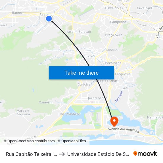 Rua Capitão Teixeira | Ciep Frei Veloso to Universidade Estácio De Sá - Barra I Tom Jobim map