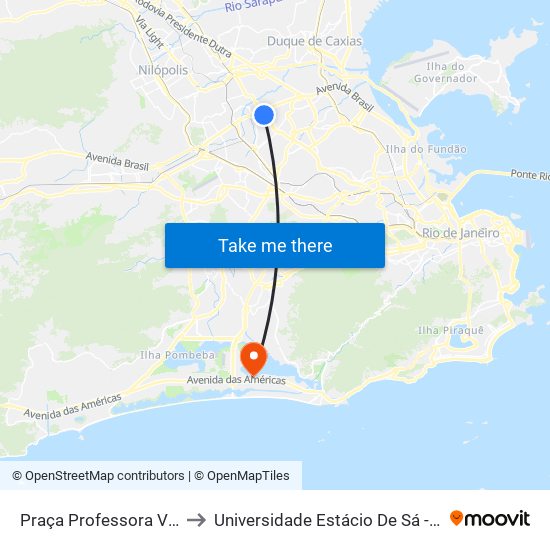 Praça Professora Virgínia Cidade to Universidade Estácio De Sá - Barra I Tom Jobim map