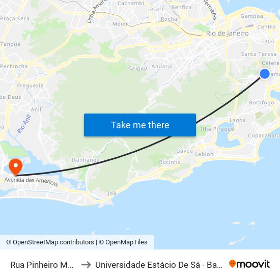 Rua Pinheiro Machado, 5 to Universidade Estácio De Sá - Barra I Tom Jobim map