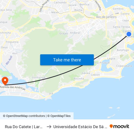 Rua Do Catete | Largo Do Machado to Universidade Estácio De Sá - Barra I Tom Jobim map