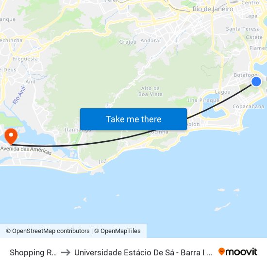 Shopping Riosul to Universidade Estácio De Sá - Barra I Tom Jobim map