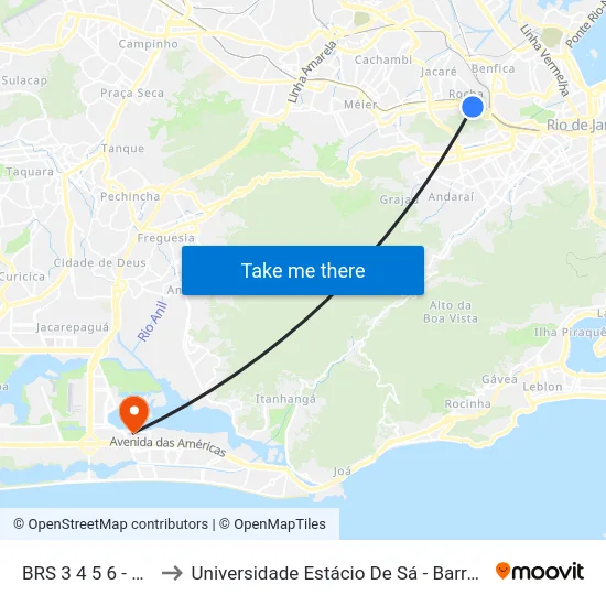 BRS 3 4 5 6 - Nazário to Universidade Estácio De Sá - Barra I Tom Jobim map