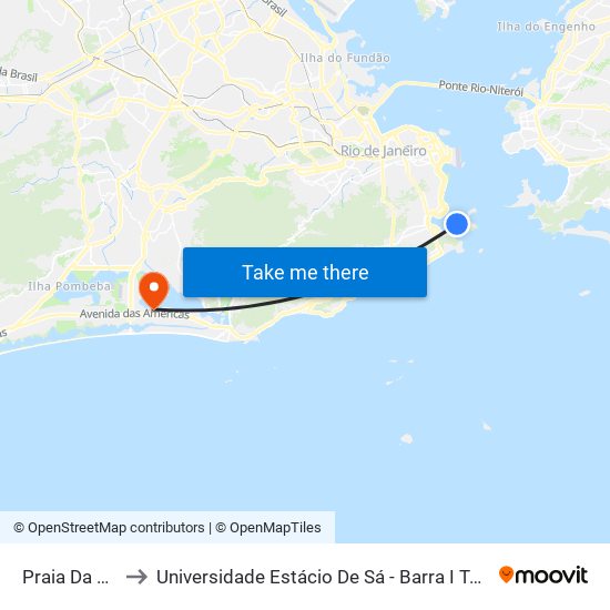 Praia Da Urca to Universidade Estácio De Sá - Barra I Tom Jobim map