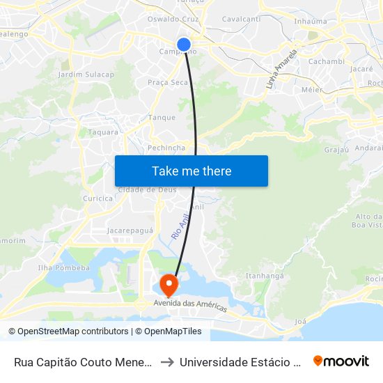 Rua Capitão Couto Menezes, 231 | Upa De Madureira to Universidade Estácio De Sá - Barra I Tom Jobim map