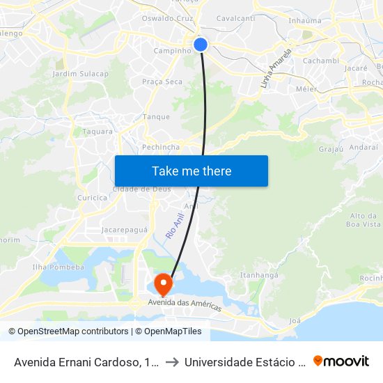 Avenida Ernani Cardoso, 165 | Via Viaduto De Cascadura to Universidade Estácio De Sá - Barra I Tom Jobim map