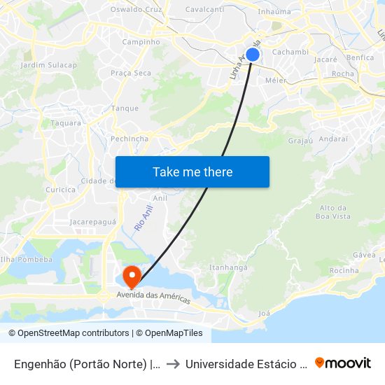 Engenhão (Portão Norte) | Fundos Da Garagem Transurb to Universidade Estácio De Sá - Barra I Tom Jobim map