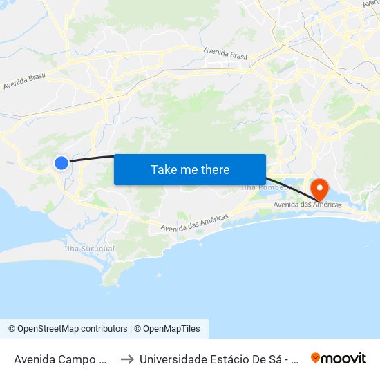 Avenida Campo Mourão, 242 to Universidade Estácio De Sá - Barra I Tom Jobim map