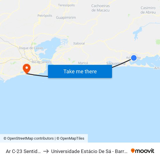 Ar C-23 Sentido Volta to Universidade Estácio De Sá - Barra I Tom Jobim map