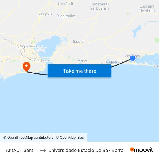 Ar C-01 Sentido Ida to Universidade Estácio De Sá - Barra I Tom Jobim map